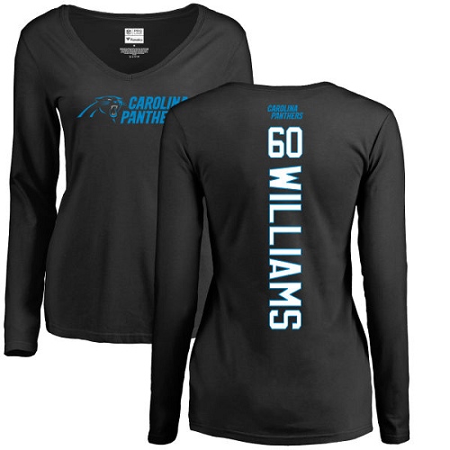 Carolina Panthers Black Women Daryl Williams Backer Slim Fit NFL Football #60 Long Sleeve T Shirt